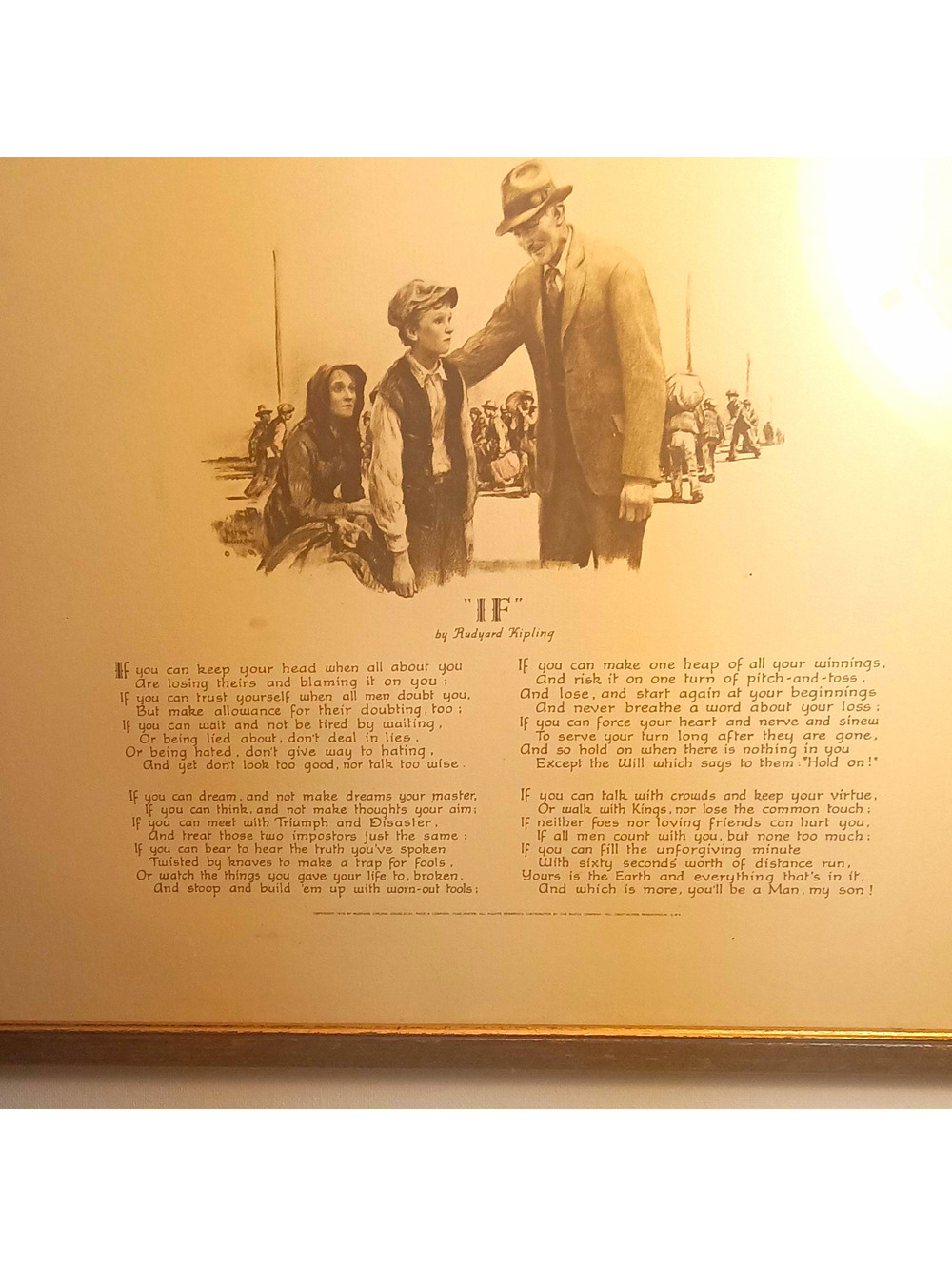 VTG Rudyard Kipling "If" Poem Framed Print inspirational Father & Son Wall Art
